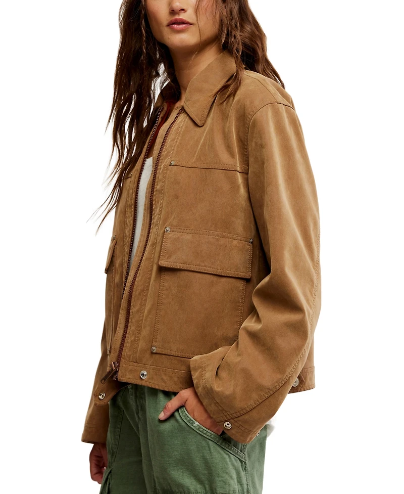 Free People Women's Blair Faux-Suede Wide-Sleeve Jacket