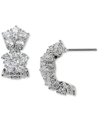 Eliot Danori Cubic Zirconia Flower J-Hoop Earrings, Exclusively at Macy's