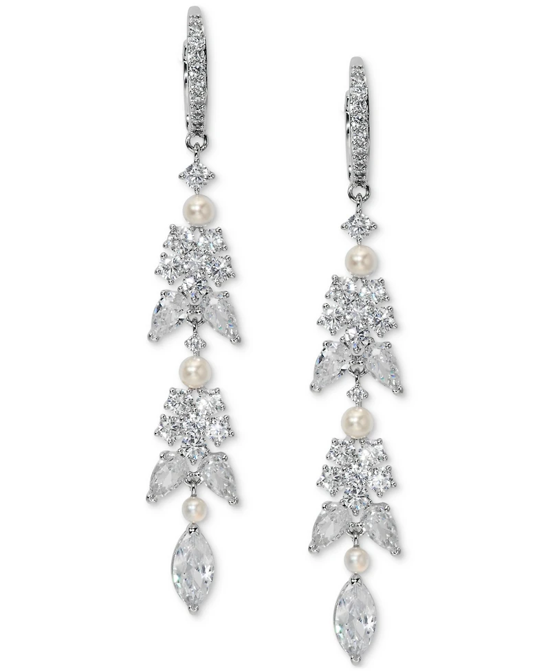 Eliot Danori Cubic Zirconia & Imitation Pearl Linear Drop Earrings, Exclusively at Macy's