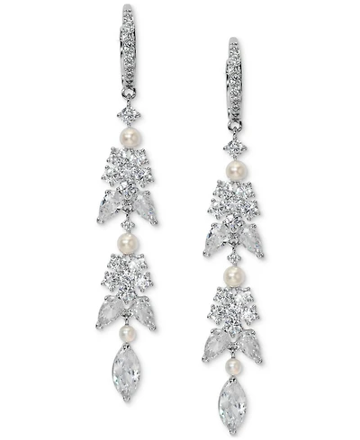 Eliot Danori Cubic Zirconia & Imitation Pearl Linear Drop Earrings, Exclusively at Macy's