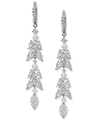Eliot Danori Cubic Zirconia & Imitation Pearl Linear Drop Earrings, Exclusively at Macy's