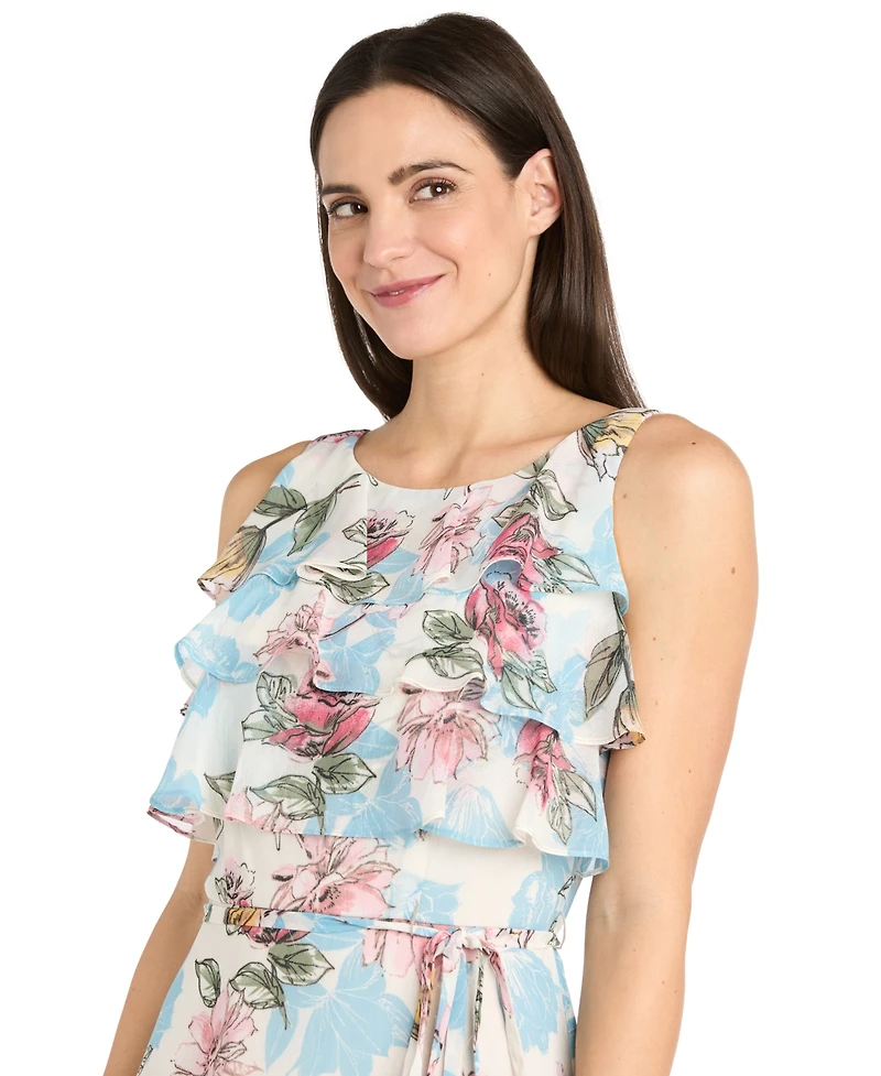 R & M Richards Women's Floral-Print Sleeveless Dress