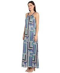 R & M Richards Women's Sleeveless Shirred-Collar Maxi Dress