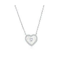 Caribbean Treasures Sterling Silver, D-c Heart Mop & Cz Necklace