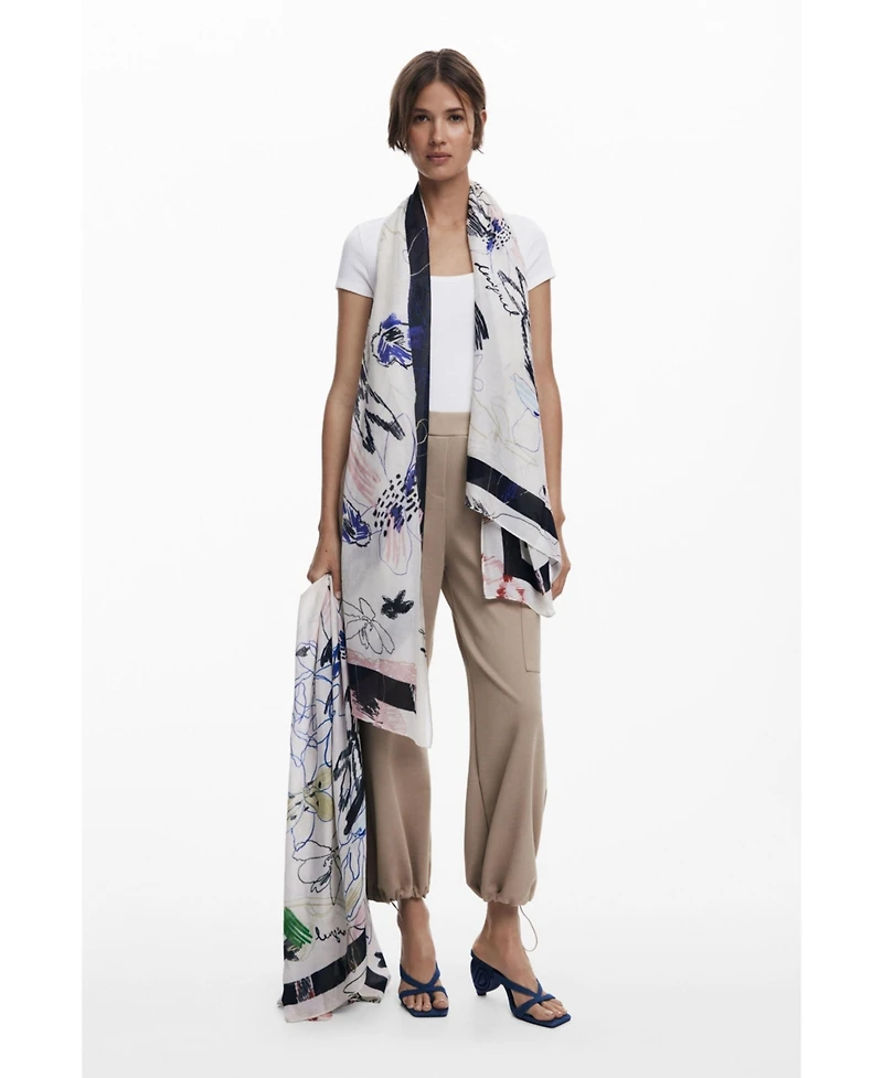 Desigual Women's Rectangular strokes scarf