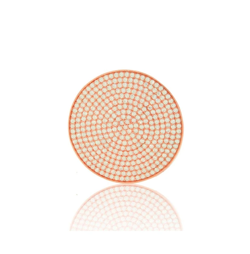 Suzy Levian Cubic Zirconia Sterling Silver Pave Round Medallion Ring