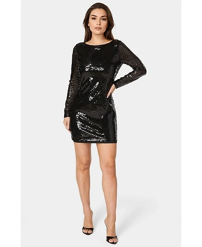 Bebe Women's Cowl Back Sequin Mini Dress