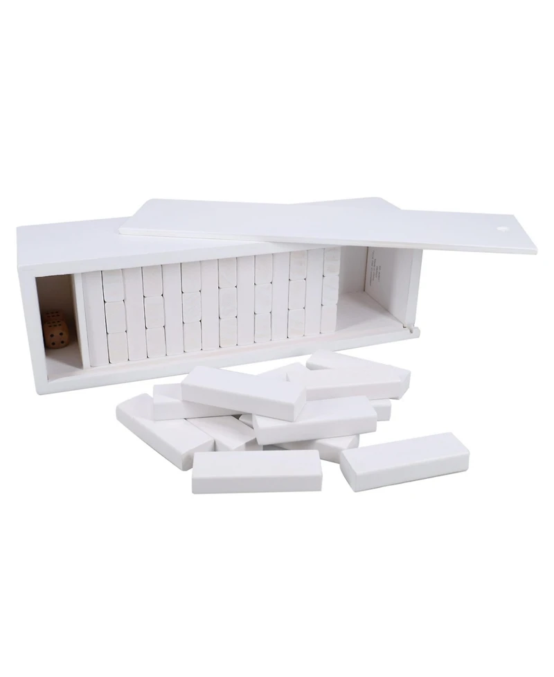 We Games White Wooden Blocks Stacking Tower Game with White Wooden Box, 12 in.