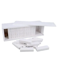We Games White Wooden Blocks Stacking Tower Game with White Wooden Box, 12 in.