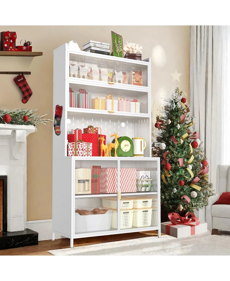 Streamdale Furniture 73" Kitchen Pantry Cabinet Flip Door Pegboard Storage