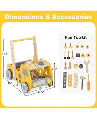 Costway 2-In-1 Montessori Wooden Baby Walker with Learning Activities Adjustable Speed