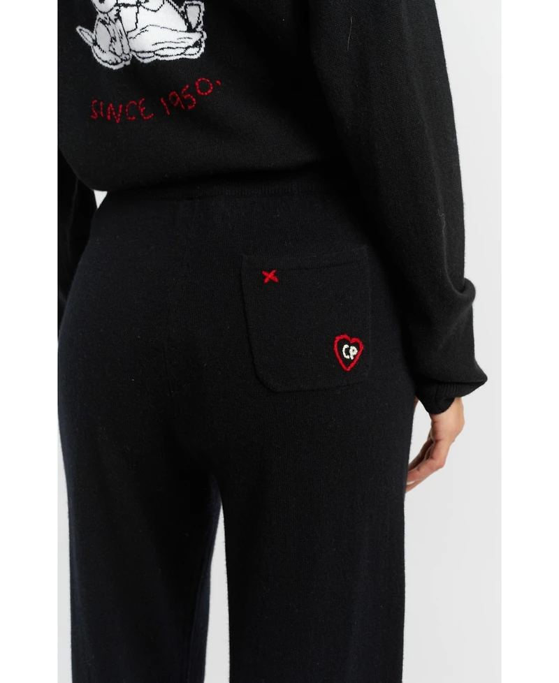 Chinti & Parker Women's Wool Cashmere Peanuts Wide-Leg Track Pants