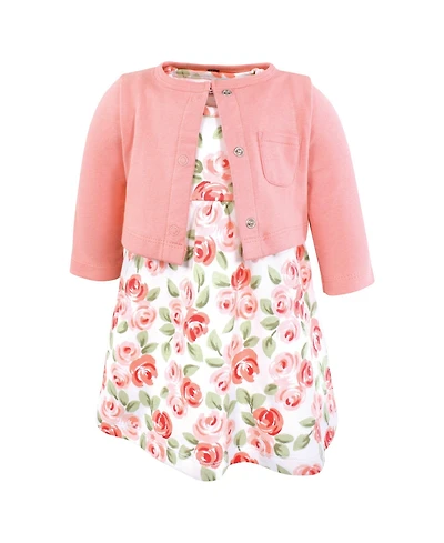 Hudson Baby Toddler Girls Hudson Lightweight Cotton Dress and Cardigan Set