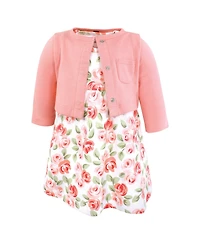 Hudson Baby Toddler Girls Hudson Lightweight Cotton Dress and Cardigan Set