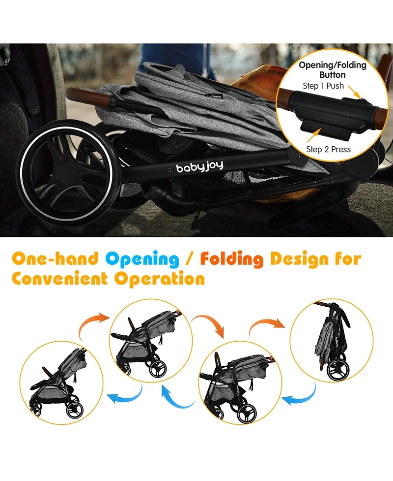 Costway High Landscape Baby Stroller Pushchair with Expandable & Footmuff Canopy 20 lbs. 0-3 Years