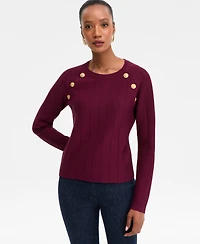I.n.c. International Concepts Women's Button-Trim Pointelle Sweater