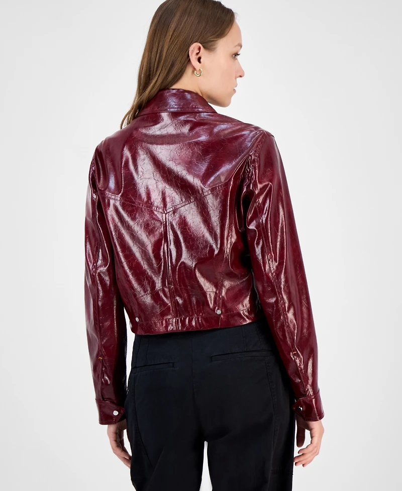 Boss Orange Women's Faux-Leather Cropped Jacket