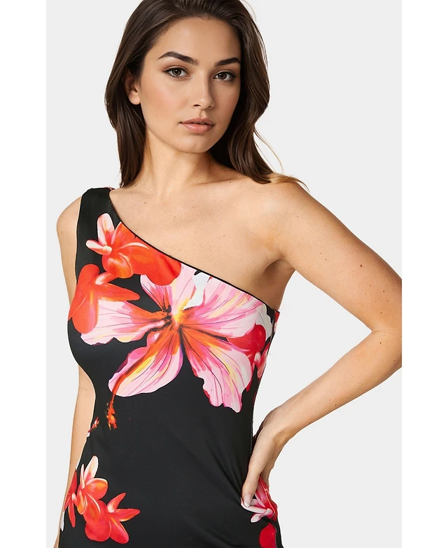 Bebe Women's One Shoulder Faux Leather Blazer Dress | MainPlace Mall