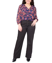 Vince Camuto Plus Long-Sleeve V-Neck Blouse