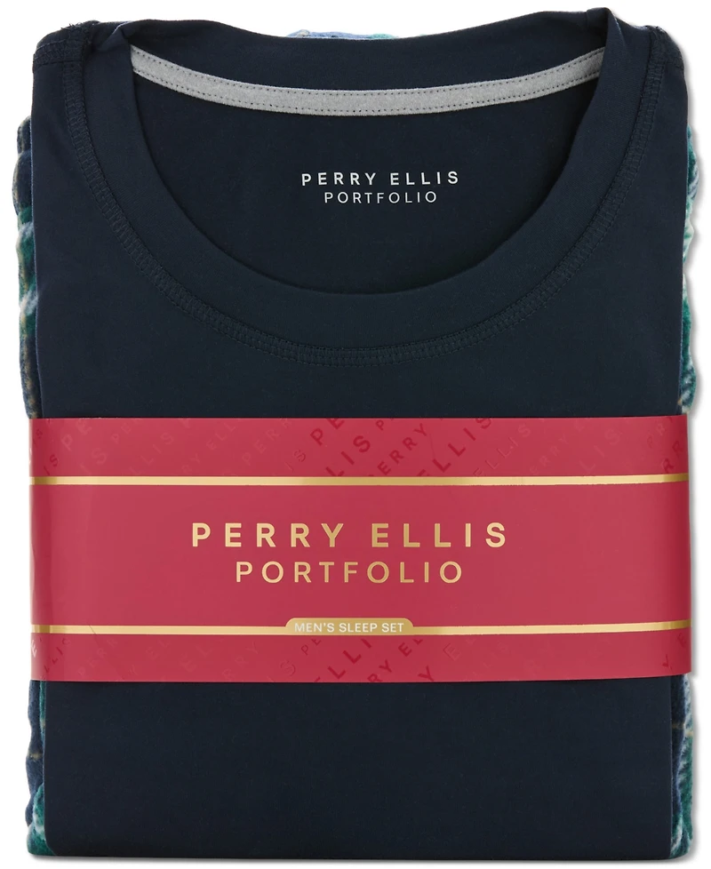 Perry Ellis Portfolio Men's Buffalo Plaid Cotton Pajama Set