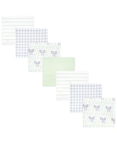 Hudson Baby Cotton Flannel Receiving Blankets 7pk, Leafy Elephant, One Size