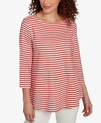 Ruby Rd. Petite Scalloped Texture Stripe Top