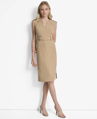 Dkny Women's Sleeveless V-Neck Sheath Midi Dress