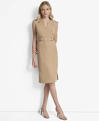 Dkny Women's Sleeveless V-Neck Sheath Midi Dress