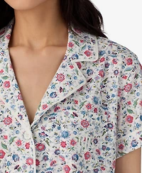 Lauren Ralph Women's Short Sleeve Notch Collar Capri Pant Pajama Set