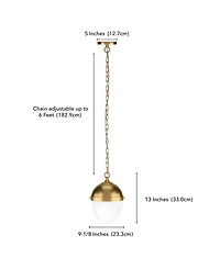 Hudson & Canal Aurelia 13" Metal Pendant with Glass Shade