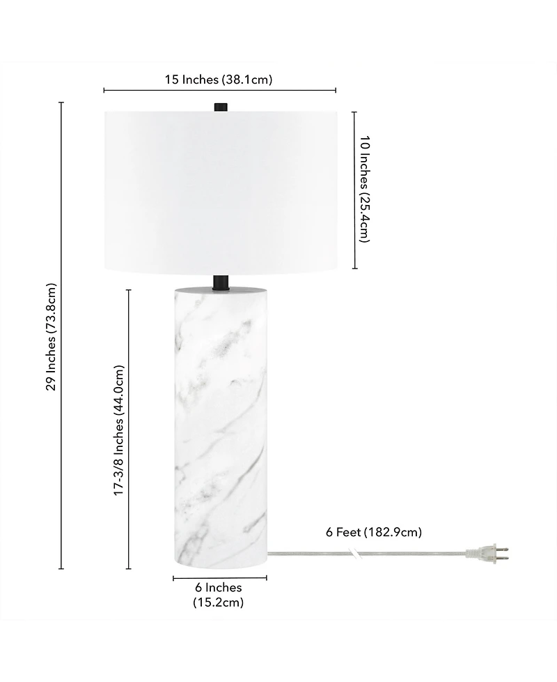 Hudson & Canal Elise 29.5" Metal Table Lamp with Fabric Shade