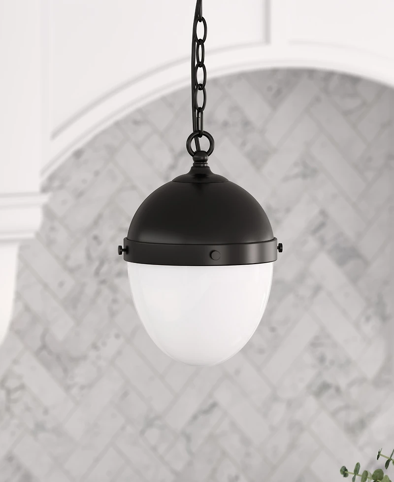 Hudson & Canal Aurelia 13" Metal Pendant with Glass Shade