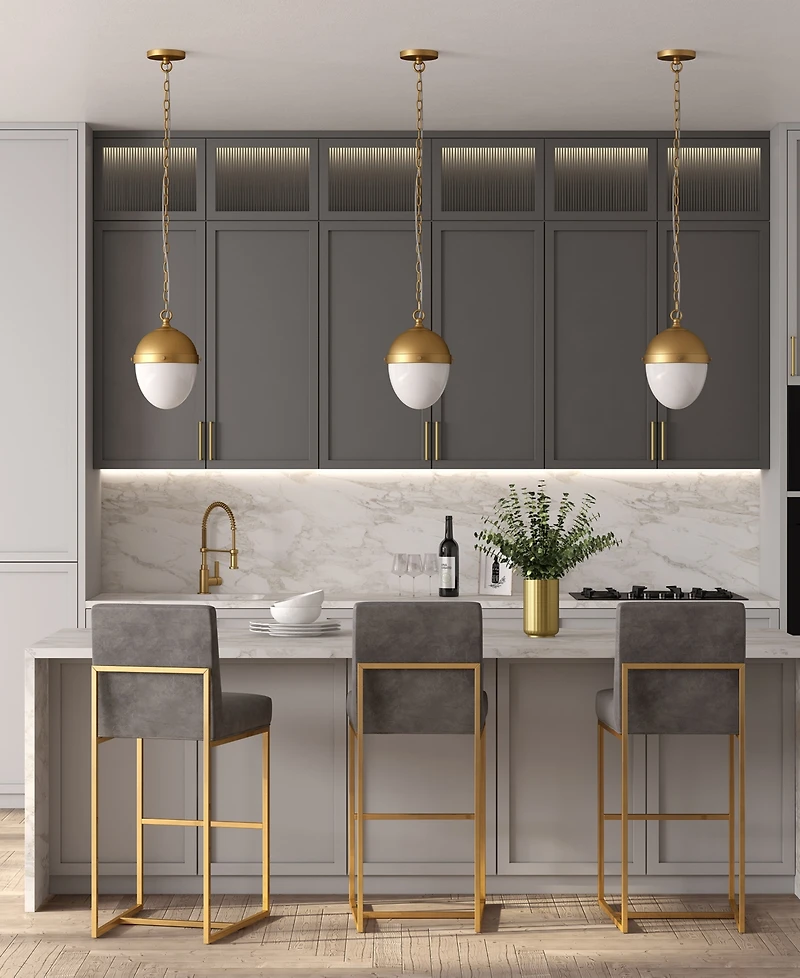 Hudson & Canal Aurelia 13" Metal Pendant with Glass Shade