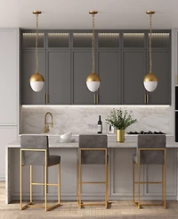 Hudson & Canal Aurelia 13" Metal Pendant with Glass Shade
