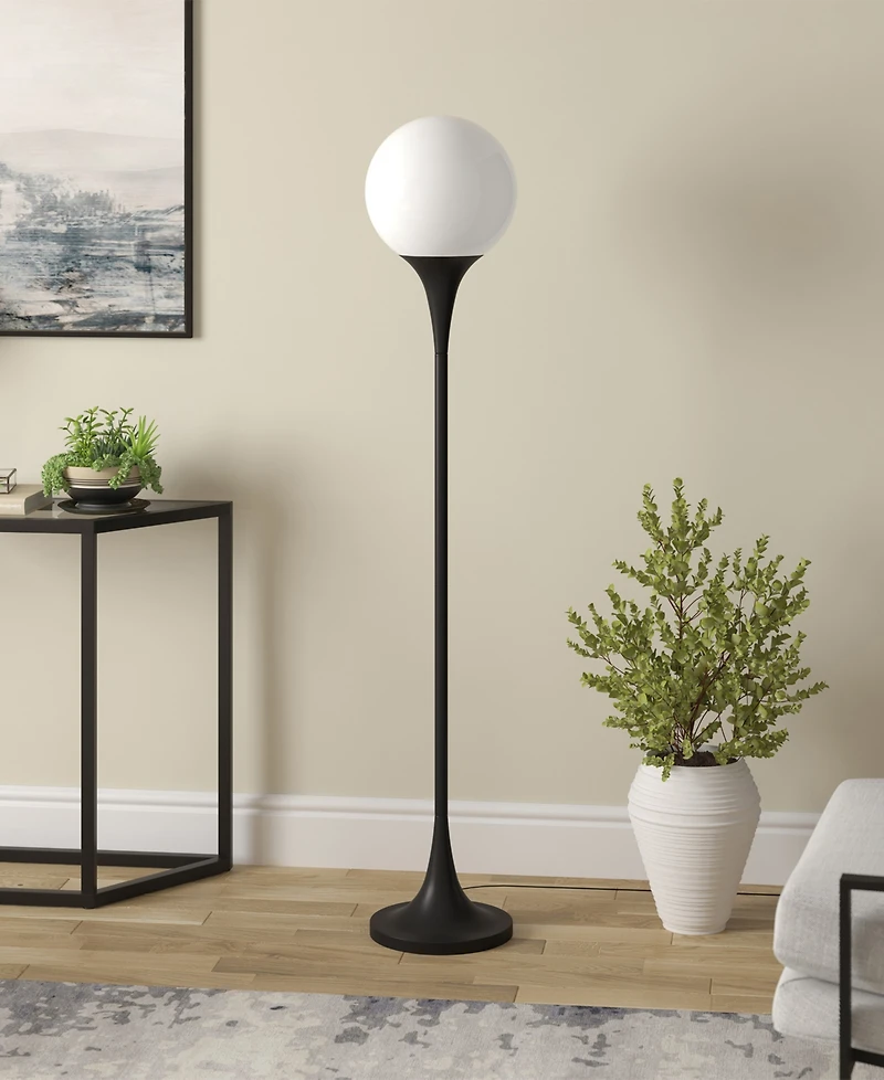 Hudson & Canal Mahdi 70" Metal Torchiere Floor Lamp with Glass Shade