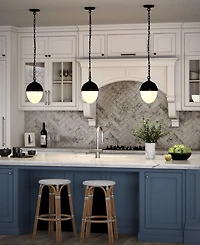 Hudson & Canal Aurelia 13" Metal Pendant with Glass Shade
