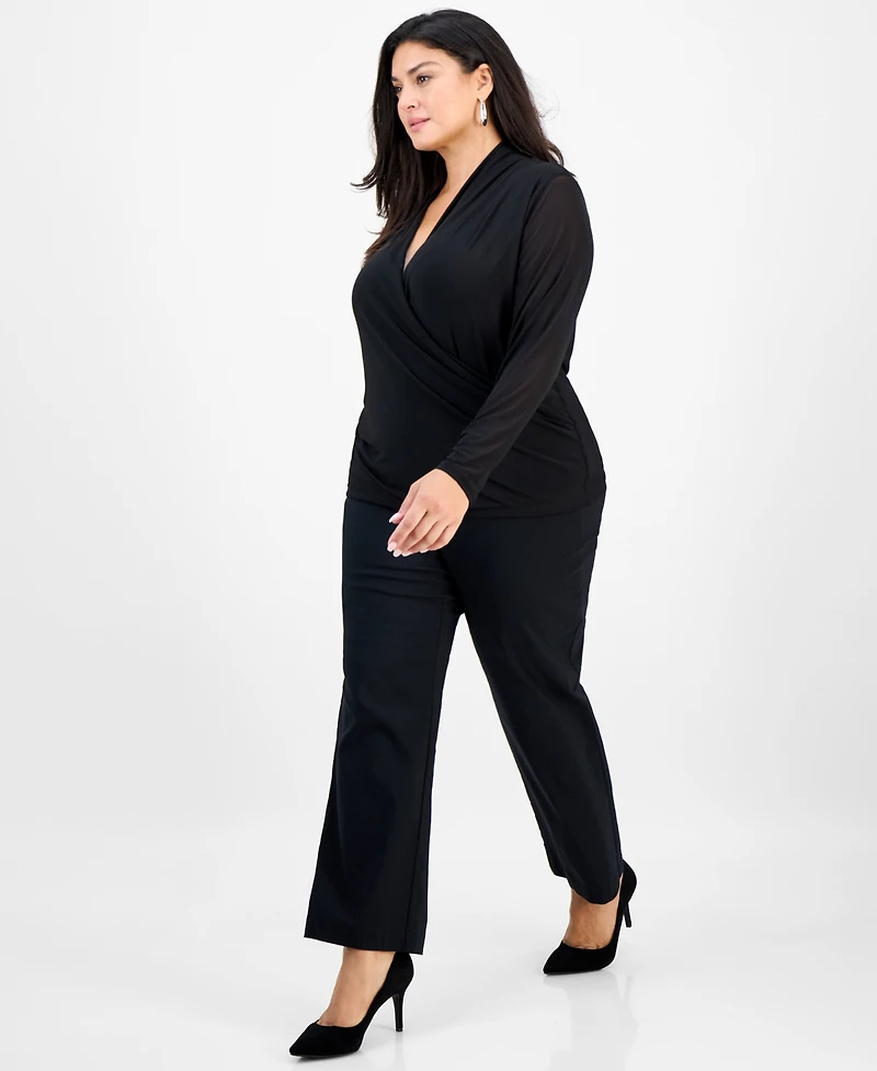 I.n.c. International Concepts Plus Mesh Draped Top, Macy's Exclusive