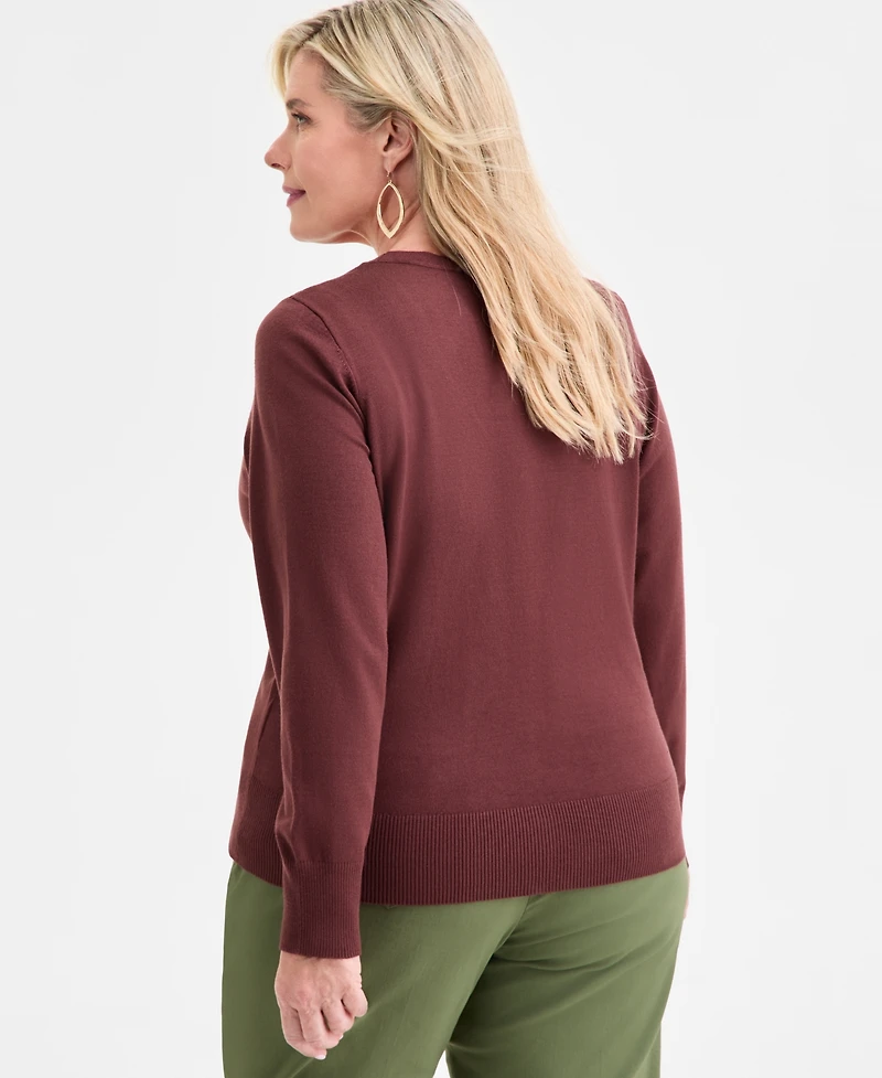 Jm Collection Plus V-Neck Button-Front Cardigan, Macy's Exclusive