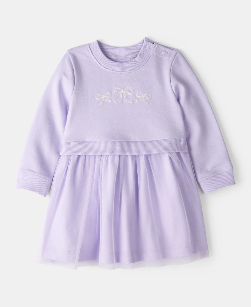 Carter's Baby Girls Bow-Print Tulle Cotton Dress
