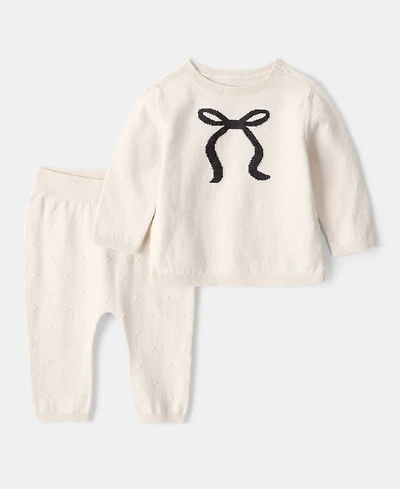 Carter's Baby Girls Cotton Bow Long-Sleeve Sweater & Pants, 2 Piece Set