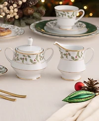 Noritake Holly Berry Gold Sugar Creamer Set