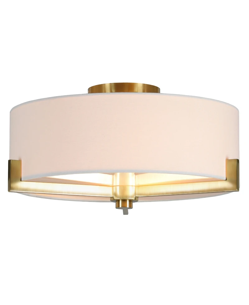 Hudson & Canal Hamlin 8.25" Metal 2-Light Semi Flush Mount with Fabric Shade
