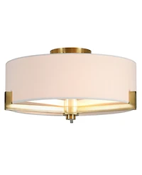 Hudson & Canal Hamlin 8.25" Metal 2-Light Semi Flush Mount with Fabric Shade