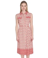 Calvin Klein Women's Collared Sleeveless Midi Dress