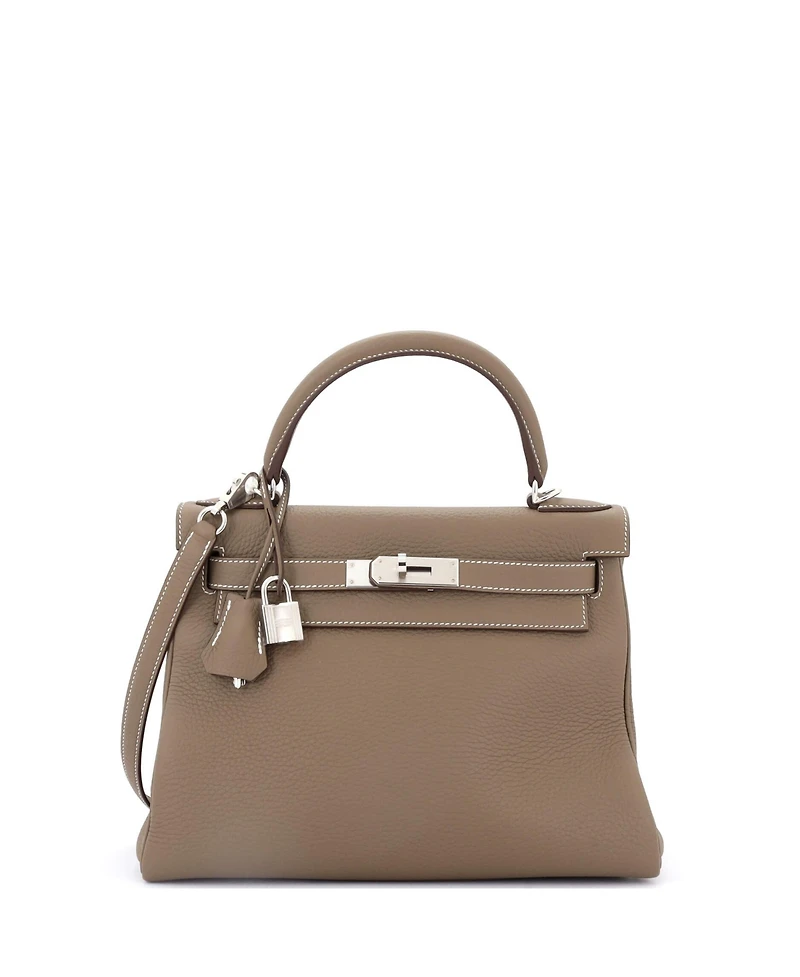 Pre-Owned Hermes Kelly Handbag Grey Togo with Palladium Hardware