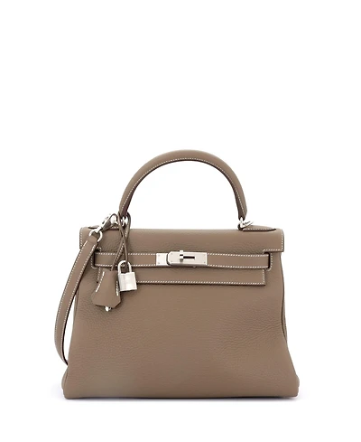 Pre-Owned Hermes Kelly Handbag Grey Togo with Palladium Hardware