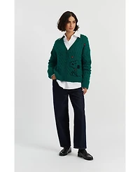 Chinti & Parker Women's Wool Cashmere Snoopy Cable Cardigan