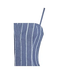 Miss Circle Women's Abygail Stripe Cotton Denim Maxi Dress