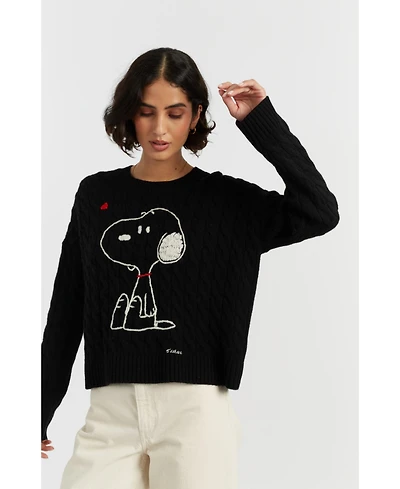 Chinti & Parker Women's Wool Cashmere Snoopy Cable Sweater