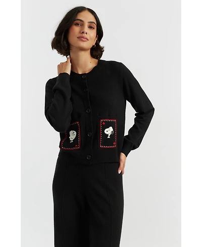 Chinti & Parker Women's Wool Cashmere Snoopy Charlie Brown Cardigan